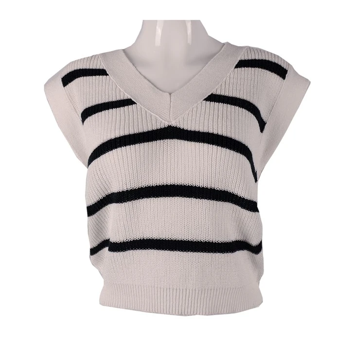 Women V-neck Sleeveless Line Vest